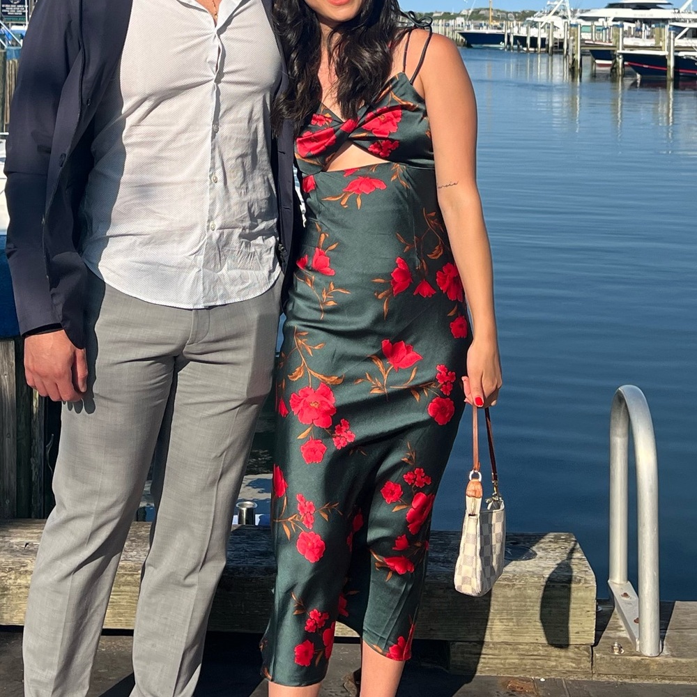Floral Black and Red Dress